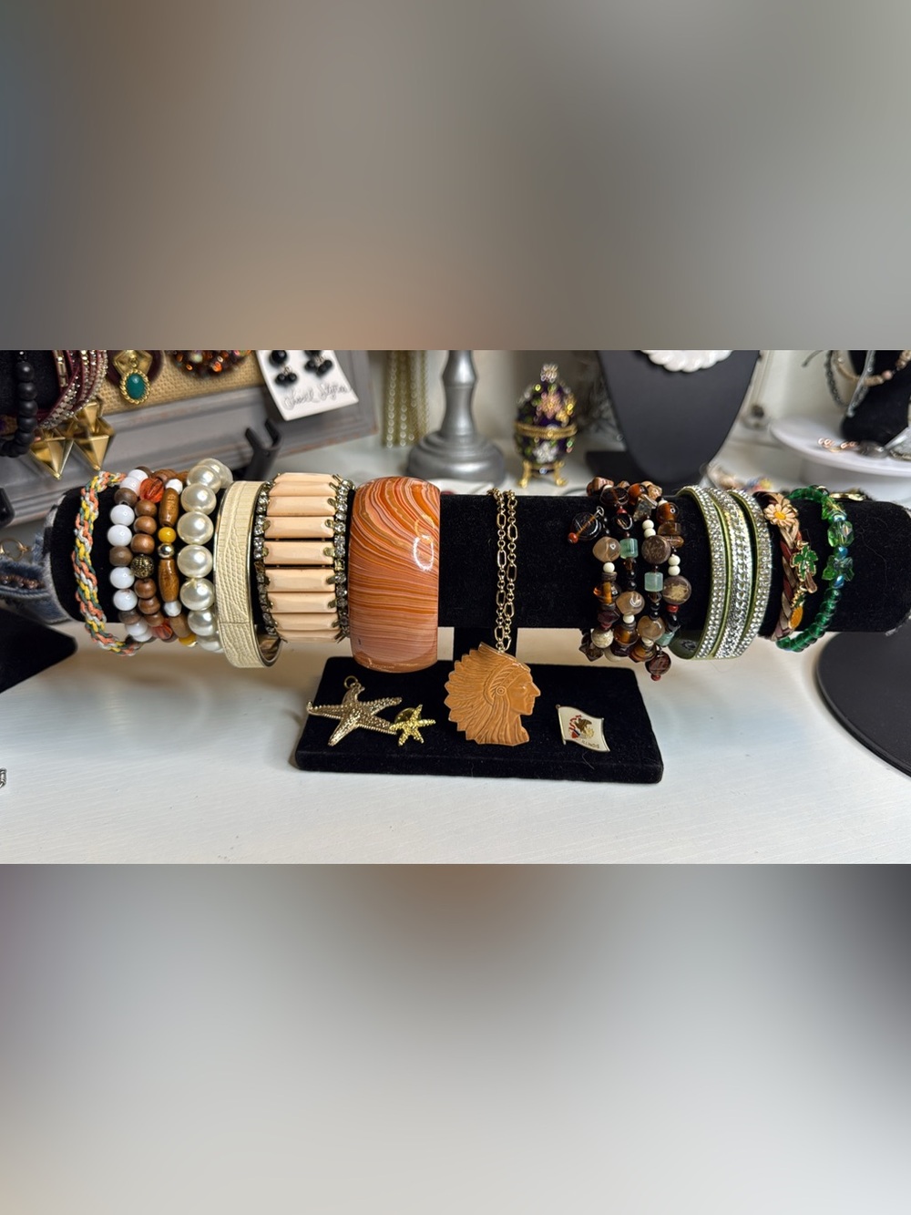 Bracelet Pin Lot- Bangles Stretch Green Orange Fall Fashion